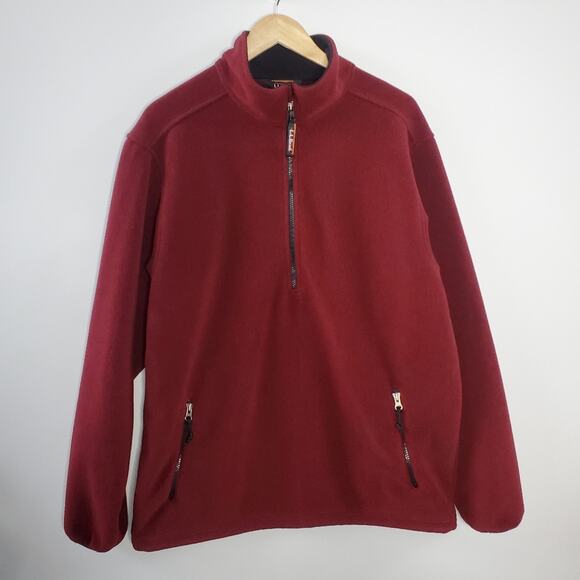 LL Bean Maroon 1/2 zip pull over fleece sweatshirt Size Large Tall - Picture 1 of 10